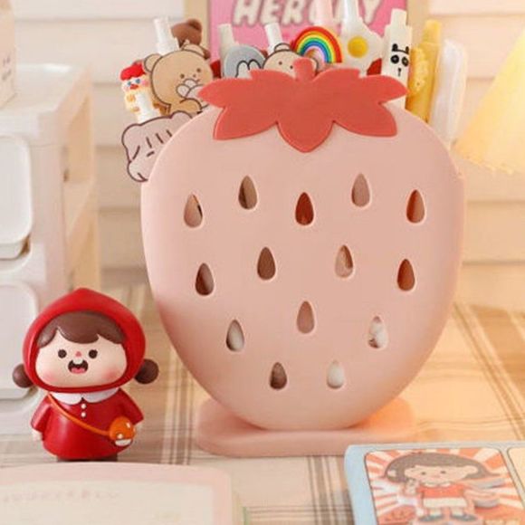 Strawberry Household Organizer | Desktop Pen Holder Makeup Organizer - Picture 1 of 11